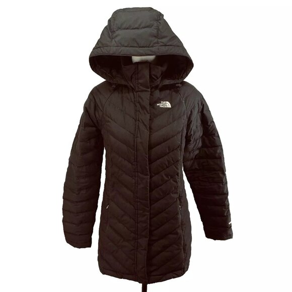 The North Face Women's Goose Down 550 Puffer Parka Coat Black Size S Hood *READ - Picture 1 of 14